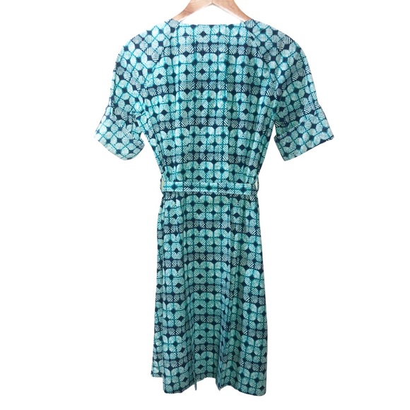 Brooks Brothers 346 Womens Size 4 Poplin Pleated Shibori Print Dress Teal Blue - Picture 8 of 8
